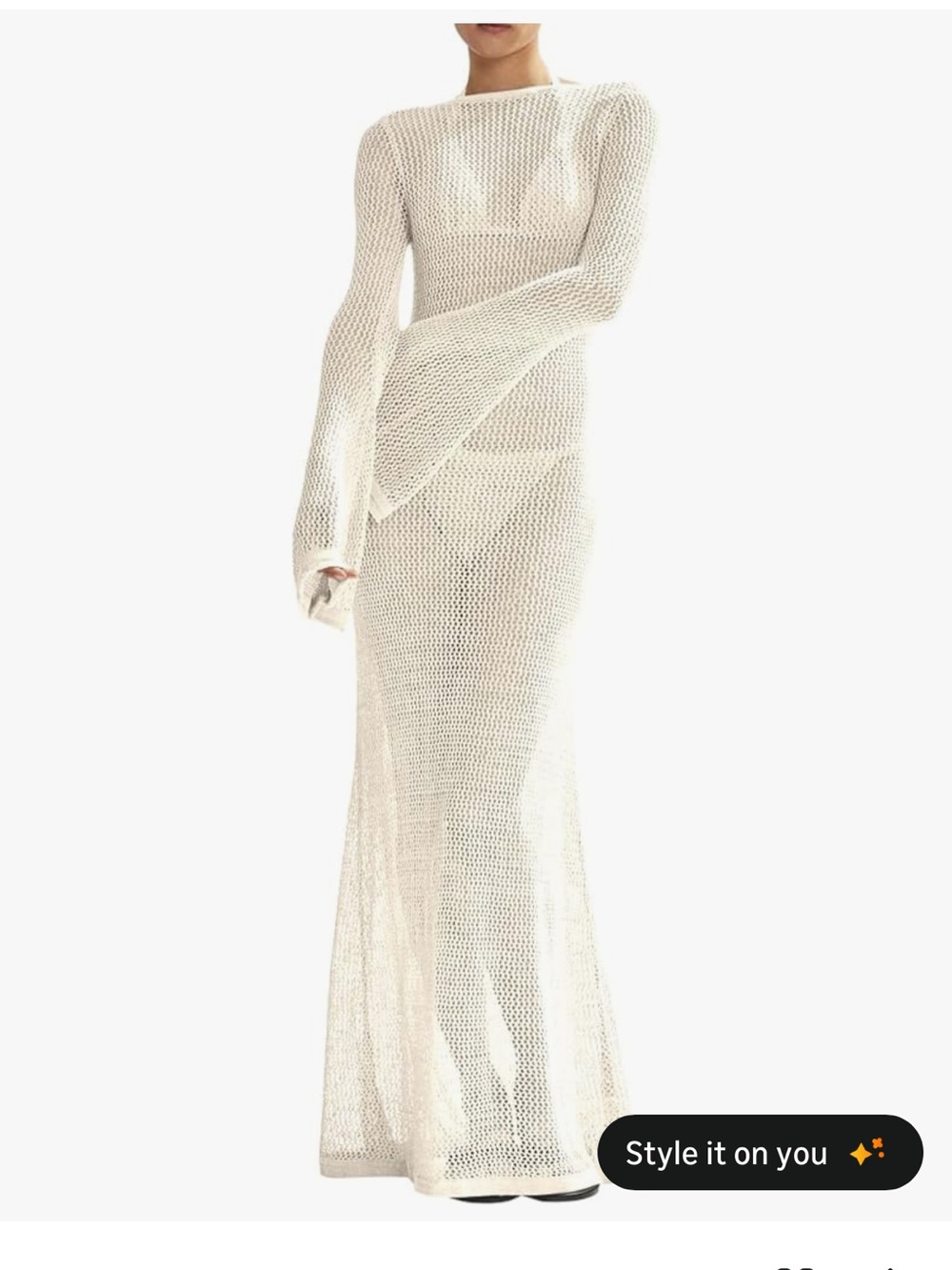 Womens Crochet Cover Ups Long Sleeve Sexy Mesh Backless Knit Swimsuit Coverup